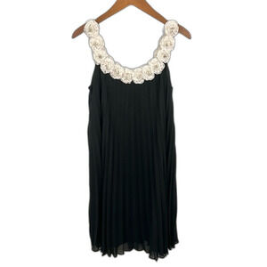 SHANI Black Pleated Sophisticated Dress Flower Neckline Size 4 Dance Date Night